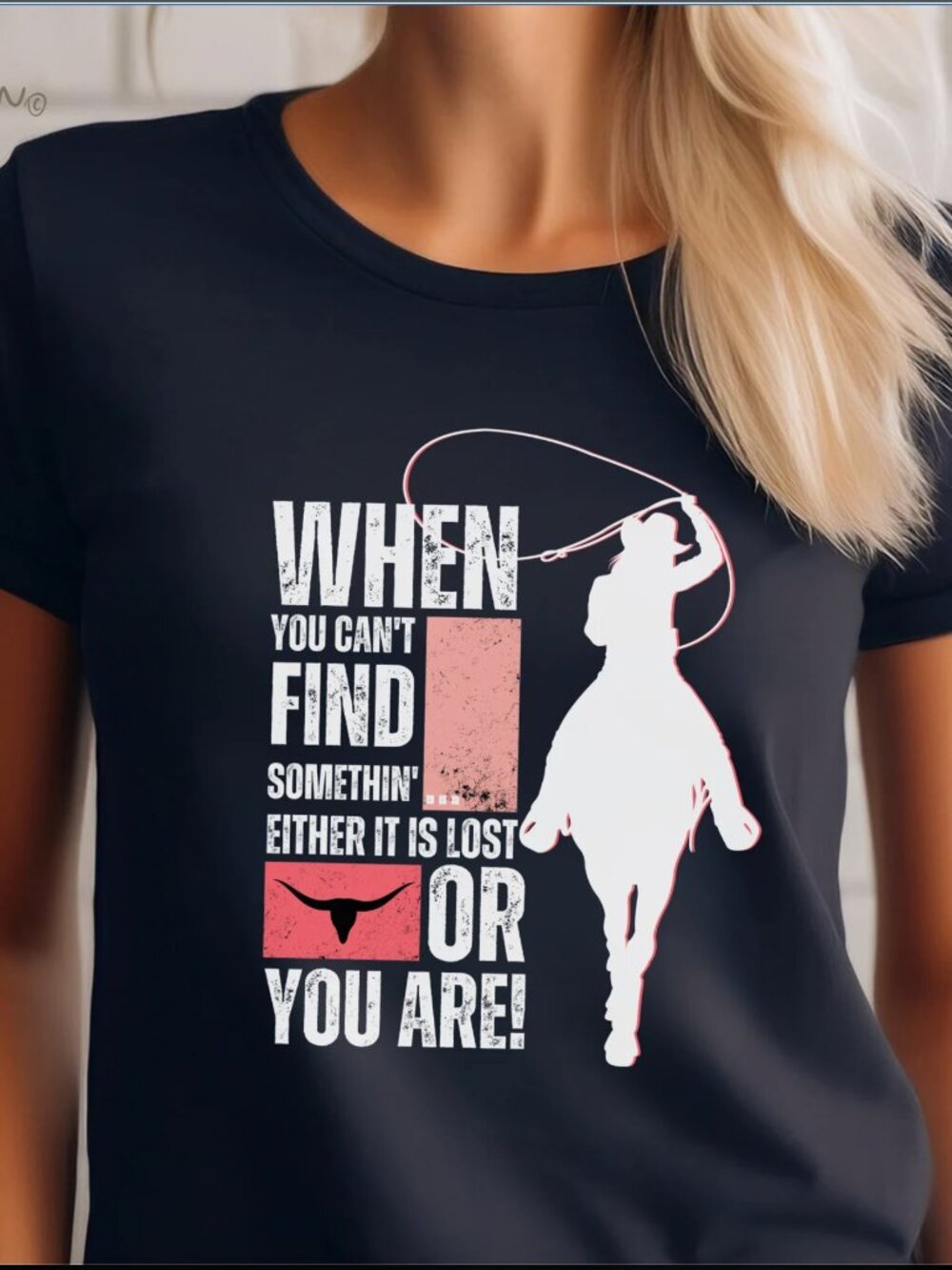 Rodeo Cowgirl T-shirt, Roping Horse Tee, Horse Lovers Shirt, XL, Black